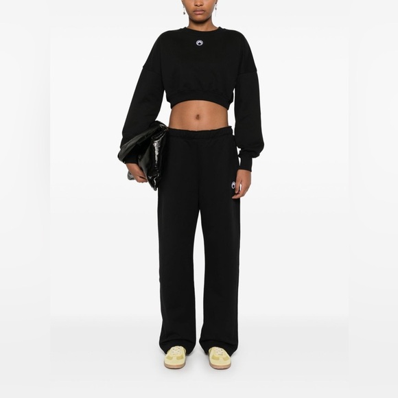 Marine Serre Women's Cropped Sweatshirt Black 99 Size XS - Picture 7 of 15